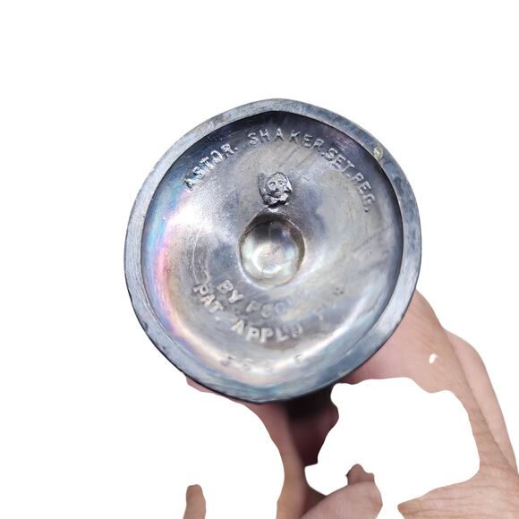 Pair Metal Astor Shaker Set Salt & Pepper By Poole MCM Art Deco - Picture 6 of 8